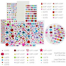 Load image into Gallery viewer, Wrapables 1154pcs Acrylic Self Adhesive Crystal Rhinestone Gem Stickers, DIY, Arts & Crafts Supplies (9 sheets), Assorted