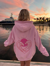 Load image into Gallery viewer, Bubblegum Pink Ocean Heart Stitched Hoodie