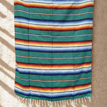 Load image into Gallery viewer, Authentic Mexican Blanket - Northern Lights - Teal Green