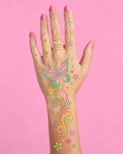 Load image into Gallery viewer, Fluorescent Rave Tattoos | glow, EDM, festival, neon
