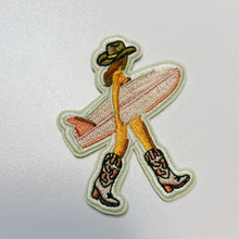 Load image into Gallery viewer, 2.5" Cowgirl w Surfboard - Embroidered Hat Patch