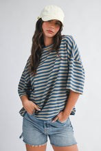 Load image into Gallery viewer, 8649HN Oversized Stripe Boyfriend Tee