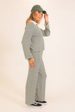 Load image into Gallery viewer, Striped Collared Knit Lounge Pant Set