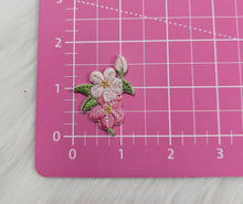 Load image into Gallery viewer, Small Pink Lilly Daisy Dogwood Flower Embroidery Iron On Patch