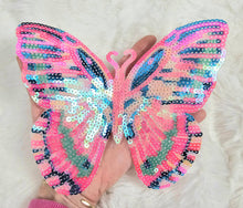 Load image into Gallery viewer, Pink Butterfly Sequin Iron On Patch
