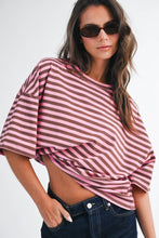 Load image into Gallery viewer, 8649HN Oversized Stripe Boyfriend Tee
