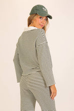 Load image into Gallery viewer, Striped Collared Knit Lounge Pant  Set
