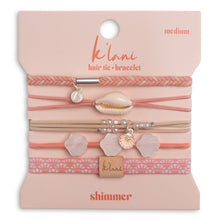 Load image into Gallery viewer, "Shimmer" Coral with Shell Hair Tie Bracelets
