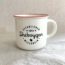 Load image into Gallery viewer, Custom Printed City or Town Red Lip Ceramic Camper 13oz. Mug
