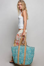 Load image into Gallery viewer, Handwoven Bohemian Style Teal Turquoise Tote Bag
