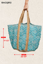 Load image into Gallery viewer, Handwoven Bohemian Style Teal Turquoise Tote Bag

