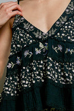 Load image into Gallery viewer, A-body Flared Fit Double Gauze Floral Embroidery Sleeveless
