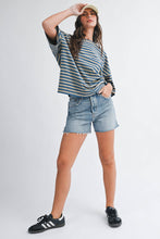 Load image into Gallery viewer, 8649HN Oversized Stripe Boyfriend Tee
