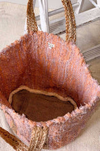 Load image into Gallery viewer, Handwoven Orange Striped Textured Bohemian Casual Tote Bag
