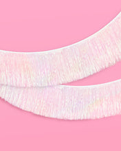 Load image into Gallery viewer, White Iridescent Fringe Banner | 5 ft, Party Decor
