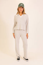 Load image into Gallery viewer, Striped Collared Knit Lounge Pant  Set
