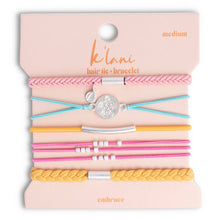 Load image into Gallery viewer, "Embrace" Bright Pastels with Silver Sea Turtle Charm Hair Tie Bracelets
