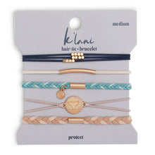 Load image into Gallery viewer, "Protect" Beachy Blues and Sands with Whale Charm Hair Tie Bracelets
