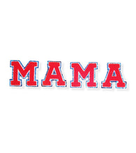 Load image into Gallery viewer, Red Chenille Iron On Blue Glitter Letter Patches
