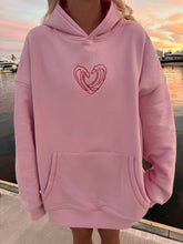 Load image into Gallery viewer, Bubblegum Pink Ocean Heart Stitched Hoodie
