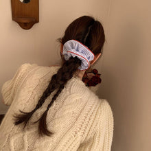 Load image into Gallery viewer, NAVY BLUE STRIPED HIGH ELASTIC HAIR SCRUNCHIES_CWAHA2271
