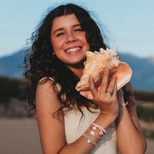 Load image into Gallery viewer, "Shimmer" Coral with Shell Hair Tie Bracelets
