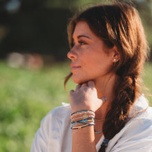 Load image into Gallery viewer, "Protect" Beachy Blues and Sands with Whale Charm Hair Tie Bracelets
