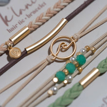 Load image into Gallery viewer, "Reflect" Gold Wave with Beachy Neutrals Hair Tie Bracelets
