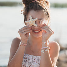 Load image into Gallery viewer, "Shimmer" Coral with Shell Hair Tie Bracelets
