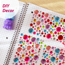 Load image into Gallery viewer, Wrapables 327pcs Acrylic Self Adhesive Crystal Rhinestone Gem Stickers, DIY, Arts &amp; Crafts Supplies (3 sheets), Dots
