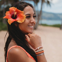 Load image into Gallery viewer, "Celebrate" Blues and Corals With Silver Wave Charm Hair Tie Bracelets
