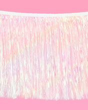 Load image into Gallery viewer, White Iridescent Fringe Banner | 5 ft, Party Decor
