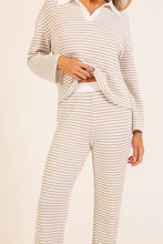 Load image into Gallery viewer, Striped Collared Knit Lounge Pant  Set
