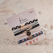 Load image into Gallery viewer, "Roxy Coastal Drift" Black and Neutral Beachy Vibe Hair Tie Bracelets
