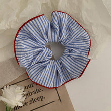 Load image into Gallery viewer, NAVY BLUE STRIPED HIGH ELASTIC HAIR SCRUNCHIES_CWAHA2271
