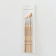 Load image into Gallery viewer, Watercolor paintbrush set of five wood brushes
