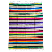 Load image into Gallery viewer, Mexican Serape Blanket Tan Beige Multi Color Throw
