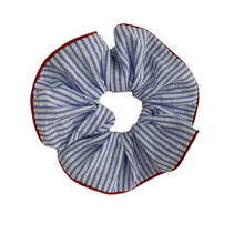 Load image into Gallery viewer, NAVY BLUE STRIPED HIGH ELASTIC HAIR SCRUNCHIES_CWAHA2271
