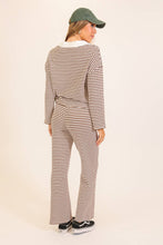Load image into Gallery viewer, Striped Collared Knit Lounge Pant  Set
