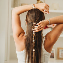 Load image into Gallery viewer, "Glimmer" Soft Pinks with Pearl and Gold Accent Hair Tie Bracelets
