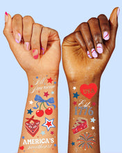 Load image into Gallery viewer, America 250 Tattoos | patriotic, 4th of july, usa, temporary
