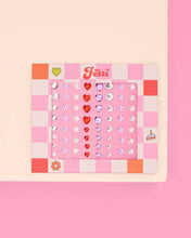 Load image into Gallery viewer, Purple and Red Heart and Star Face Gems | Bachelorette Party
