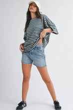 Load image into Gallery viewer, 8649HN Oversized Stripe Boyfriend Tee
