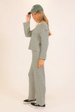 Load image into Gallery viewer, Striped Collared Knit Lounge Pant  Set
