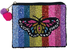 Load image into Gallery viewer, MULTI STRIPEBUTTERFLY BEADED COIN POUCH
