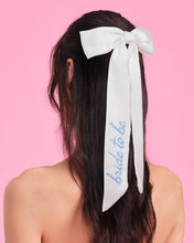 Load image into Gallery viewer, Bride To Be Embroidered Hair Bow | white, blue bridal
