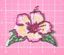 Load image into Gallery viewer, Hibiscus Flower Tropical Sequin Small Iron-on Patch
