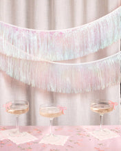 Load image into Gallery viewer, White Iridescent Fringe Banner | 5 ft, Party Decor
