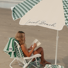 Load image into Gallery viewer, Green/Blue Checker Mix Beach Umbrella
