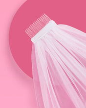 Load image into Gallery viewer, Bride to Be Blue Embroidered Veil | Bachelorette Bridal Show
